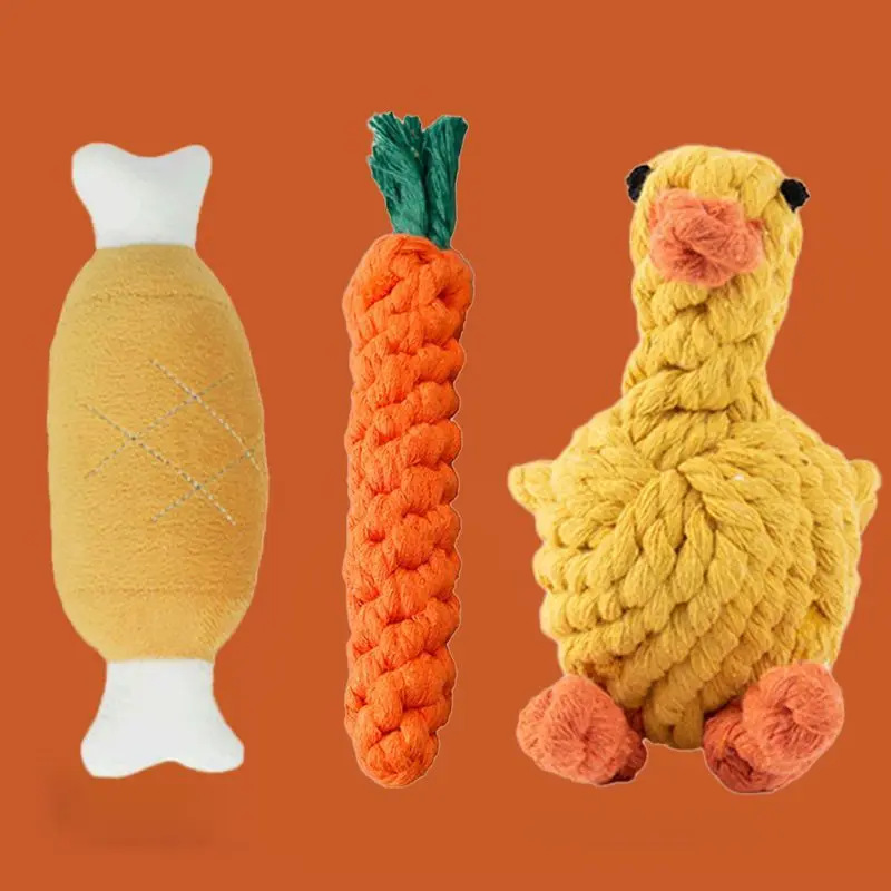 Dog Chew Rope Knot Toy Set - Cotton & Polyester Interactive